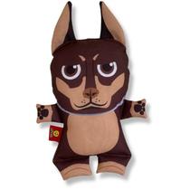 Almofada ploosh brinquedo pet - doberman marrom