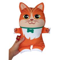 Almofada ploosh brinquedo pet - gato laranja coleira verde