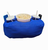 Almofada Porta Pipoca Com Bolso Balde + Copos Azul Liso Almofada Porta Pipoca Com Bolso Balde + Copos Azul Liso