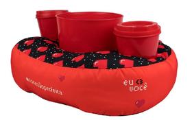 Almofada Porta Pipoca Corações Pixel