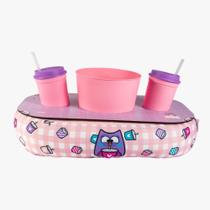 Almofada porta pipoca dupla c copos e balde coruja bubu uatt