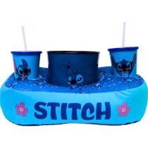 Almofada Porta Pipoca Stitch Kit Balde Copos Canudo 550ml Oficial Licenciado Cinema - Zona Criativa