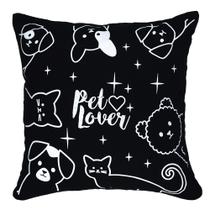 Almofada Preta Pet Love 40x40cm - Serigrafada Frente e Verso Almofada Preta Pet Love 40x40cm - Serigrafada Frente e Verso