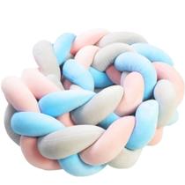 almofada protetora de berço trança baby style rosa e azul almofada protetora de berço trança baby style rosa e azul