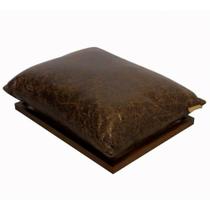 Almofada Pu Marrom Com Bandeja Madeira Borda 40x50cm Almofada Pu Marrom Com Bandeja Madeira Borda 40x50cm