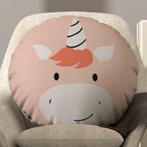 Almofada Redonda Avulsa Cheia Infantil Bichinhos 45cm x 45cm - Enchimento de Silicone