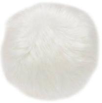 Almofada Redonda de Pelúcia Pelo Alto Off White - 30x30 cm