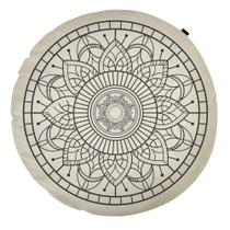 Almofada Redonda Estampada Mandala 45x45cm Durga Preto