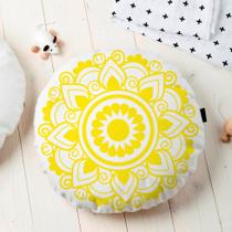 Almofada Redonda Estampada Mandala 45x45cm Obery Amarelo