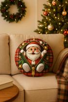 Almofada Redonda Natal 40x40 Decoração Natalina Sala Sofá Cama Enfeite Confortável