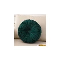 Almofada redonda para decoração de sala de estar, veludo verde, 35cm