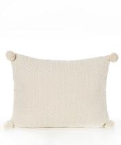 Almofada retangular Big tricô com pompom 50 x 70