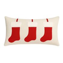 Almofada Retangular Boucle Bordada Meia Noel 49x25cm Almofada Retangular Boucle Bordada Meia Noel 49x25cm