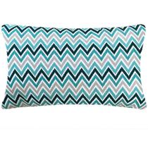 Almofada Retangular Chevron Verde Água Sued Premium 50x28cm