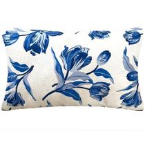 Almofada Retangular Floral Azul Sued Premium 50x28cm