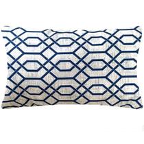 Almofada Retangular Geométrico Azul Sued Premium 50x28cm
