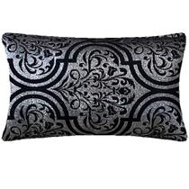 Almofada Retangular Luxo Arabesco Preto e Prata 50x28cm Almofada Retangular Luxo Arabesco Preto e Prata 50x28cm