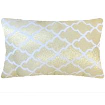 Almofada Retangular Luxo Geométrico Dourado e Branco 50x28cm Almofada Retangular Luxo Geométrico Dourado e Branco 50x28cm