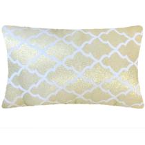 Almofada Retangular Luxo Geométrico Dourado e Branco 50x28cm