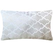 Almofada Retangular Luxo Geométrico Prata e Branco 50x28cm