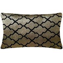 Almofada Retangular Luxo Geométrico Preto e Dourado 50x28cm