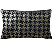 Almofada Retangular Luxo Pied Poule Preto e Dourado 50x28cm Almofada Retangular Luxo Pied Poule Preto e Dourado 50x28cm