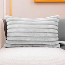 Almofada Retangular Luxo Soft Wave Decoração Sofá Sala Cama Prata 30x50 Novadecora