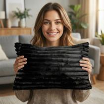 Almofada Retangular Luxo Soft Wave Decoração Sofá Sala Cama Preto 30x50 Novadecora Almofada Retangular Luxo Soft Wave Decoração Sofá Sala Cama Preto 30x50 Novadecora