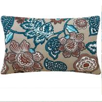 Almofada Retangular Maxi Floral Bege Impermeável 50x28cm Almofada Retangular Maxi Floral Bege Impermeável 50x28cm