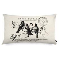 Almofada Retangular Natural Pássaros 30x50cm Preto Almofada Retangular Natural Pássaros 30x50cm Preto