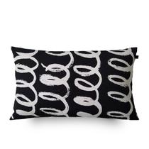 Almofada Retangular Preta Espiral 30x50cm Branco