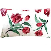 Almofada Retangular Tulipas Vermelhas Sued Premium 50x28cm