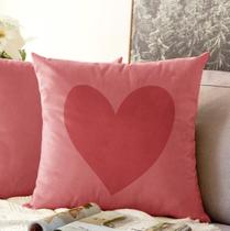 Almofada Rosa Coração 40x40cm - Serigrafada Frente e Verso