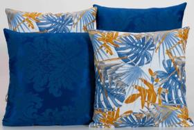 Almofada Sala Decorativa Jacquard 4 unidades- Costela de Adão Azul