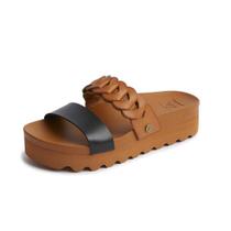 Almofada Sandal Reef Vista Hi Twist feminina, conhaque/preta 8,5