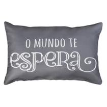 Almofada Sarja Baguete 30x50 2 Frases Sucesso Cinza Cheia