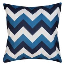 Almofada Sarja Chevron Listrada Azul Decorativa Refil 45x45