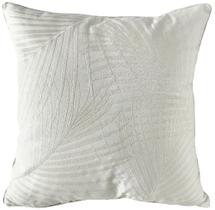 Almofada Sarja Off White Com Bordado Fino Folhagem 52x52cm