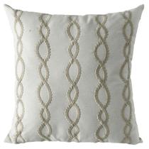 Almofada Sarja Off White Com Bordado Fino Geométrico I 52x52cm Almofada Sarja Off White Com Bordado Fino Geométrico I 52x52cm