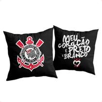 Almofada SC Corinthians Meu Coração é Preto E Branco Presente Decoração Oficial