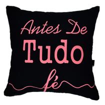Almofada Serigrafada Preta 2 - Frente e Verso 40x40cm - Fé e Gratidão