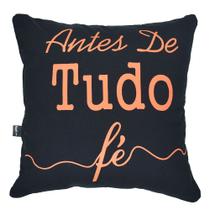 Almofada Serigrafada Preta - Frente e Verso 40x40cm - Fé e Gratidão