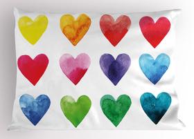 Almofada Sham Ambesonne Valentine Rainbow Heart 50x75cm