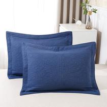 Almofada Sham WINLIFE com estampa floral 100% algodão king size azul marinho