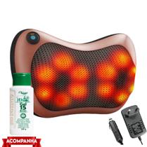 Almofada Shiatsu Massageadora Relaxante Pescoço Lombar + Gel 15 Ervas