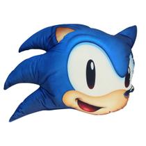 Almofada Sonic Formato Cabeça Ouriço Azul Decorativa Quarto Sala