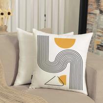 Almofada Suede Estampado 40x40cm Vega Amarela/Preto