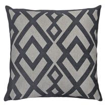 Almofada Tecido Linho Bouclé Geometria Treliça Cinza 50x50