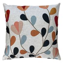 Almofada Tecido Linho Cru Estampadas Folhas Coloridas 45x45