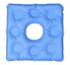 Almofada terapeutica quadrada com orificio gel azul tam u